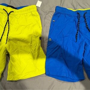 Men's Blue and Yellow Swim Shorts